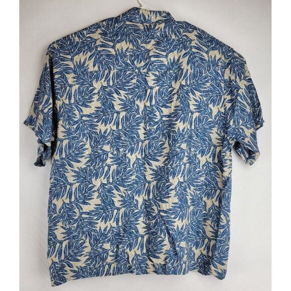 Cubavera Mens Size XL Blue Tan 100% Rayon Tropical Button Down Short Sleeve Shir - Picture 3 of 5